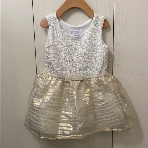 The Children’s Place White & Gold Formal Dress - Picture 1 of 5